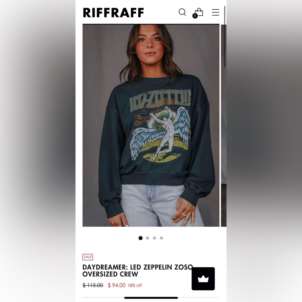 Daydreamer Led Zeppelin crewneck size xs